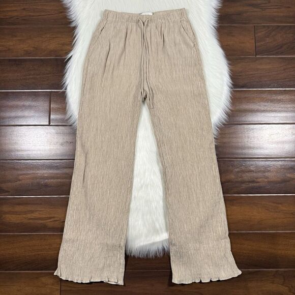 Abercrombie & Fitch‎ Women's Size XS Beige Crinkle Textured Pull On Pant - Picture 1 of 9